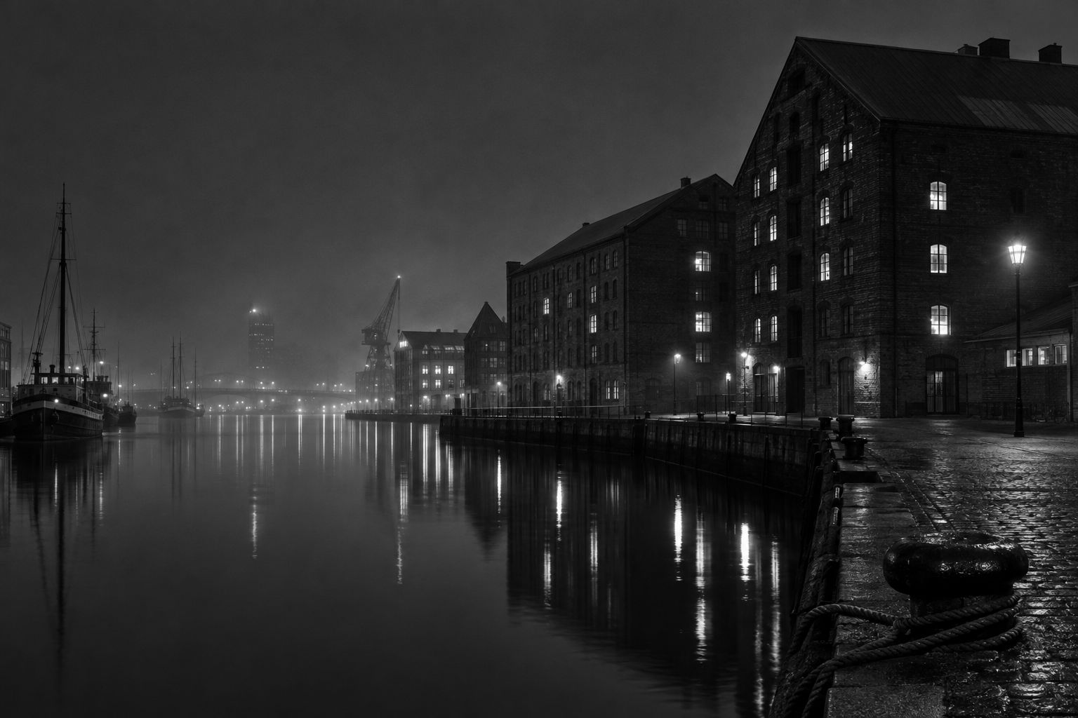 Gothenburg harbour at night