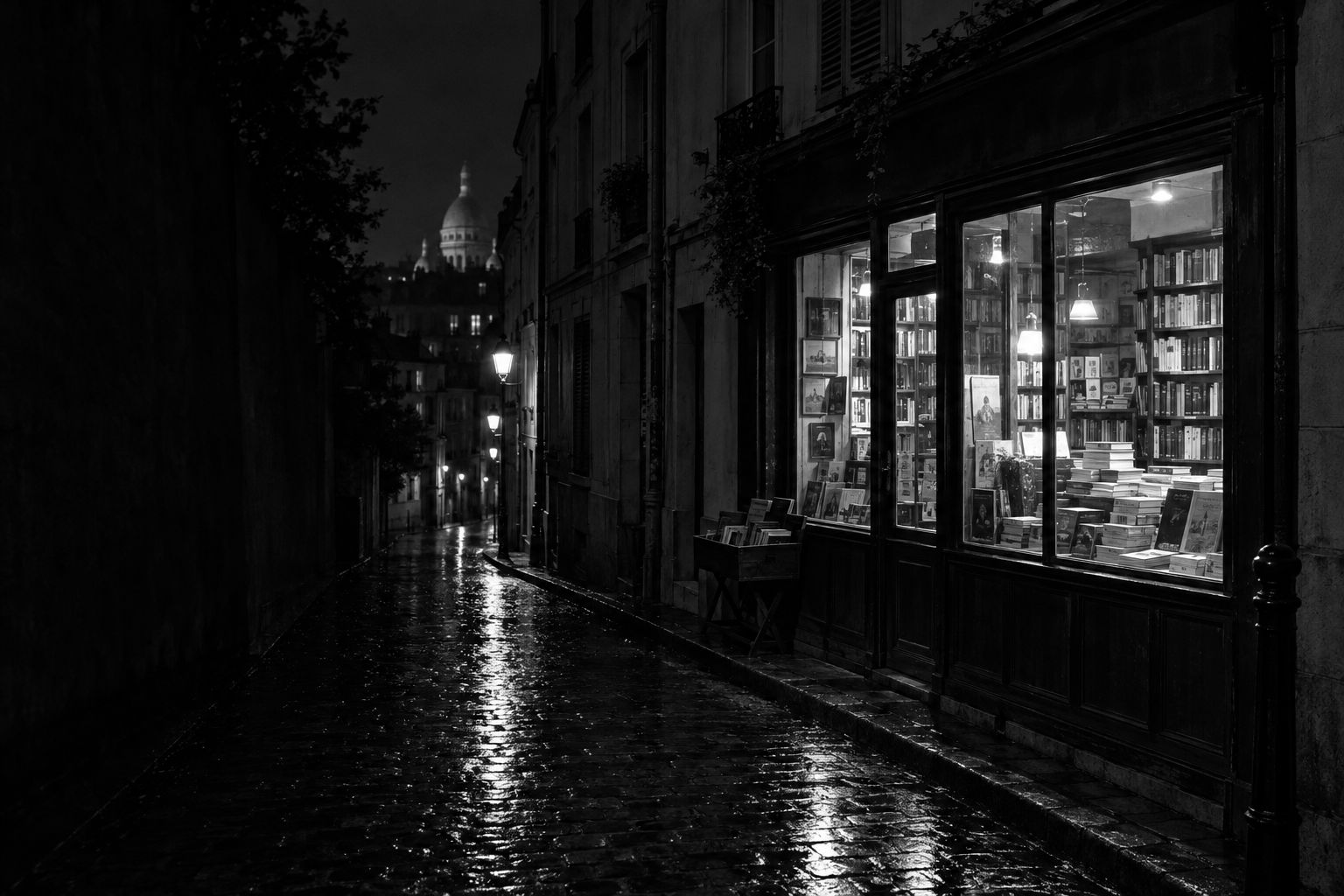 Paris street at night